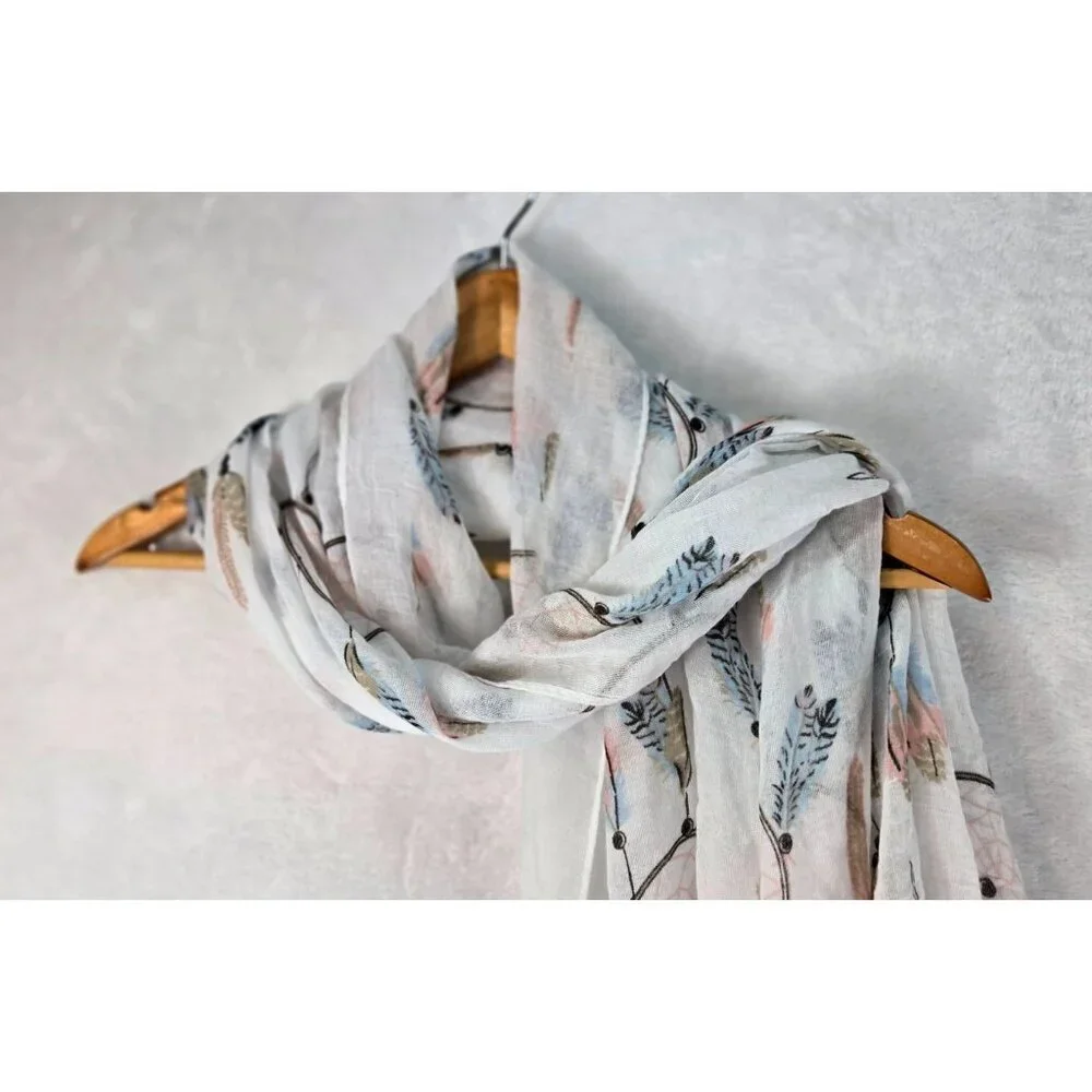 Dream Catcher Scarf American Indian White Pastels 72